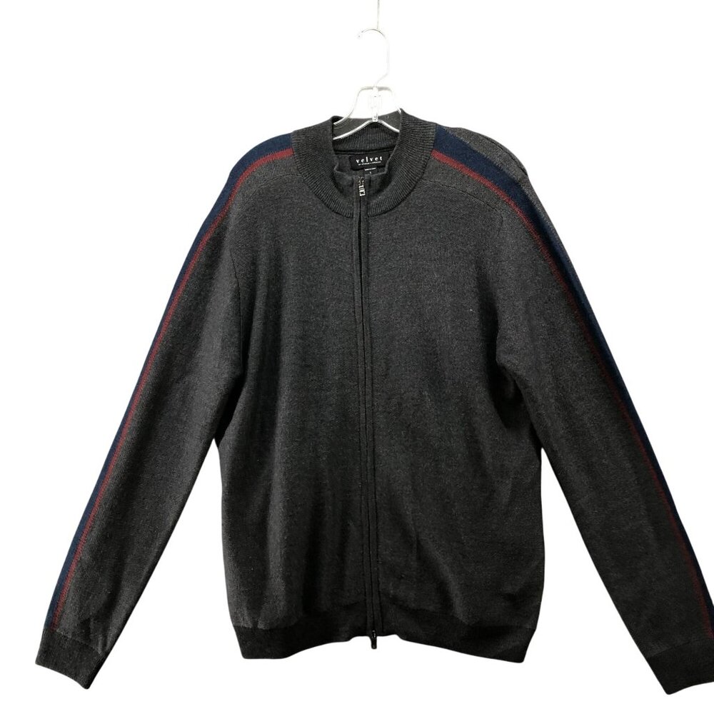 Velvet By Graham &‎ Spencer Full Zip Sweater Mens L Dark Gray Wool Blend